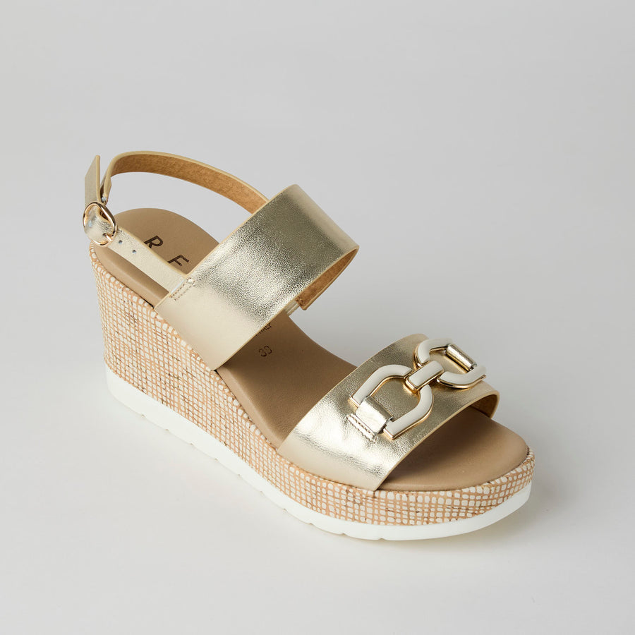 Repo High Wedge Gold Metallic Leather Sandals