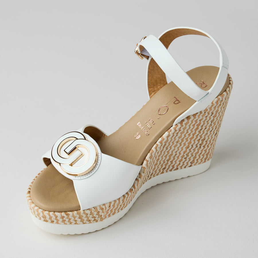 Repo High Wedge White Leather Sandals