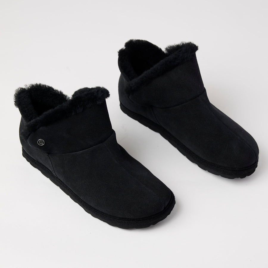 Rohde Black Suede Leather Shearling Ankle Boots - Nozomi