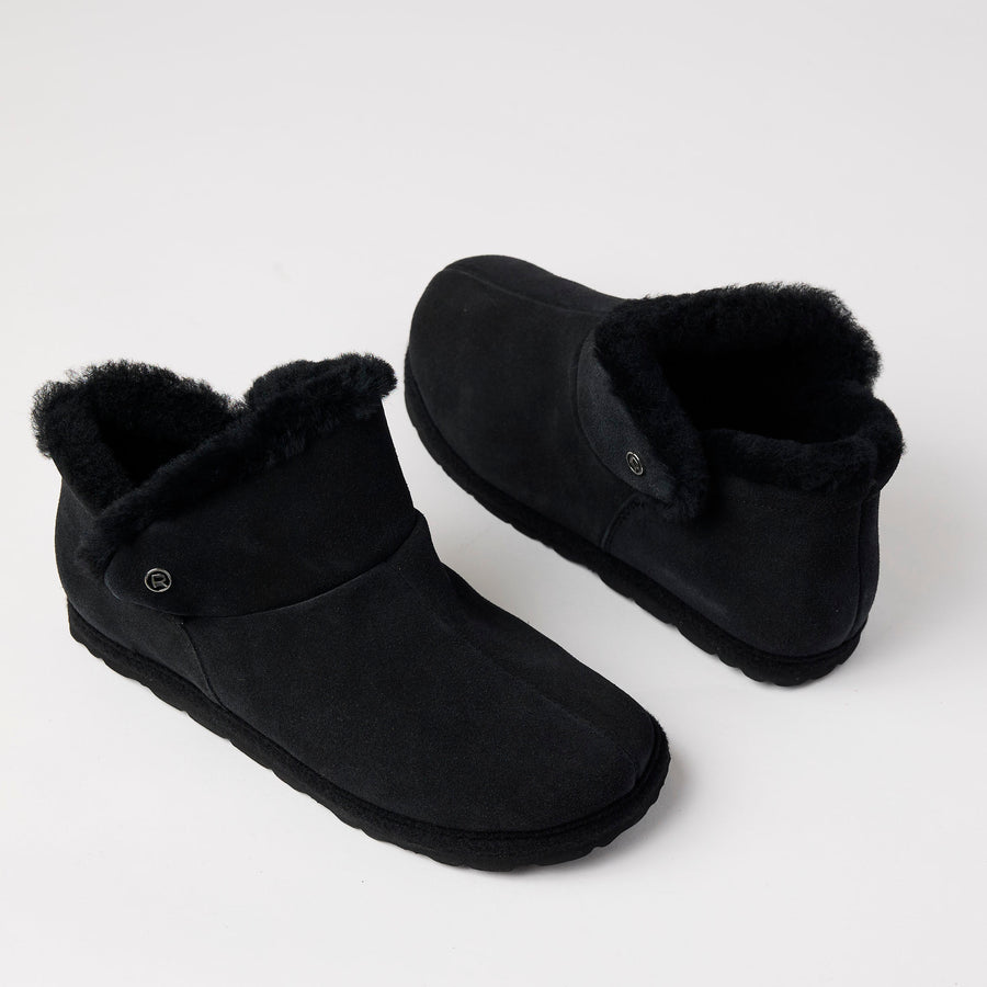 Rohde Black Suede Leather Shearling Ankle Boots - Nozomi