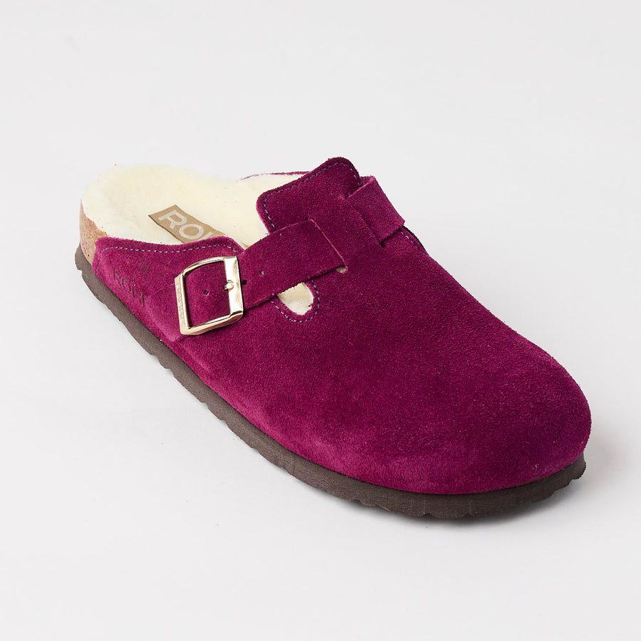 Rohde Purple Suede Leather Shearling Clogs - Nozomi