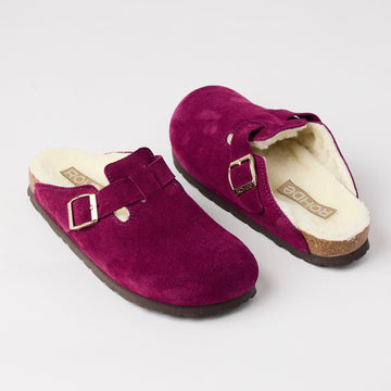 Rohde Purple Suede Leather Shearling Clogs - Nozomi