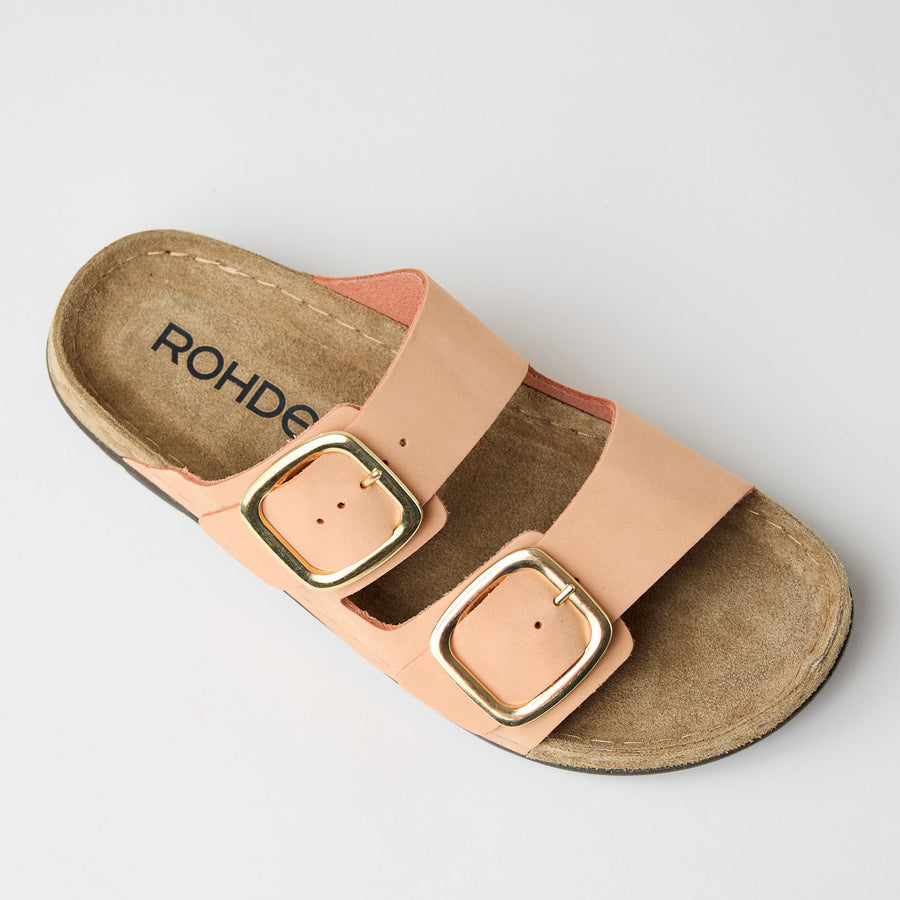 Rohde Big Buckle Apricot Suede Leather Sandals