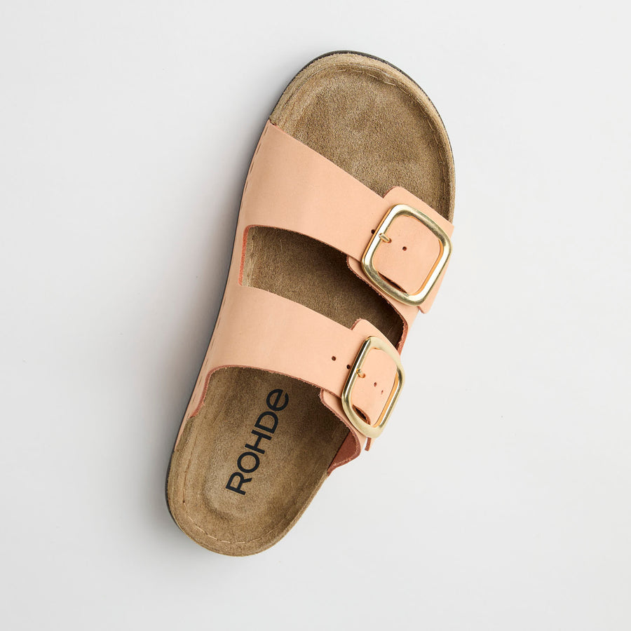 Rohde Big Buckle Apricot Suede Leather Sandals