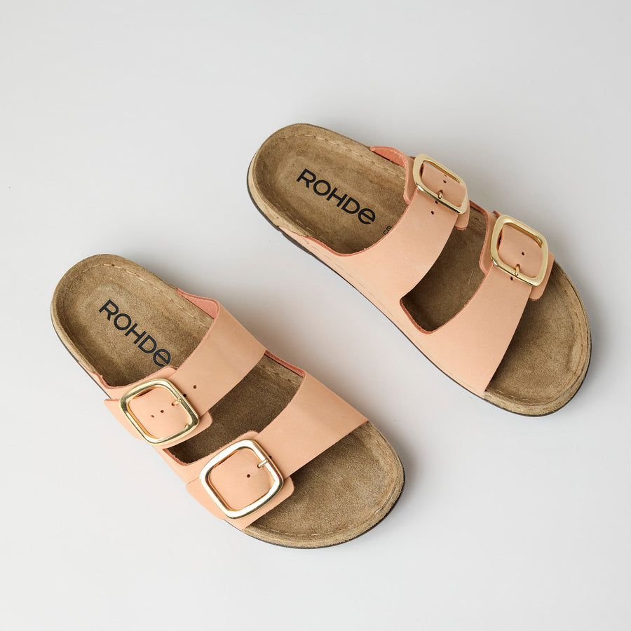 Rohde Big Buckle Apricot Suede Leather Sandals