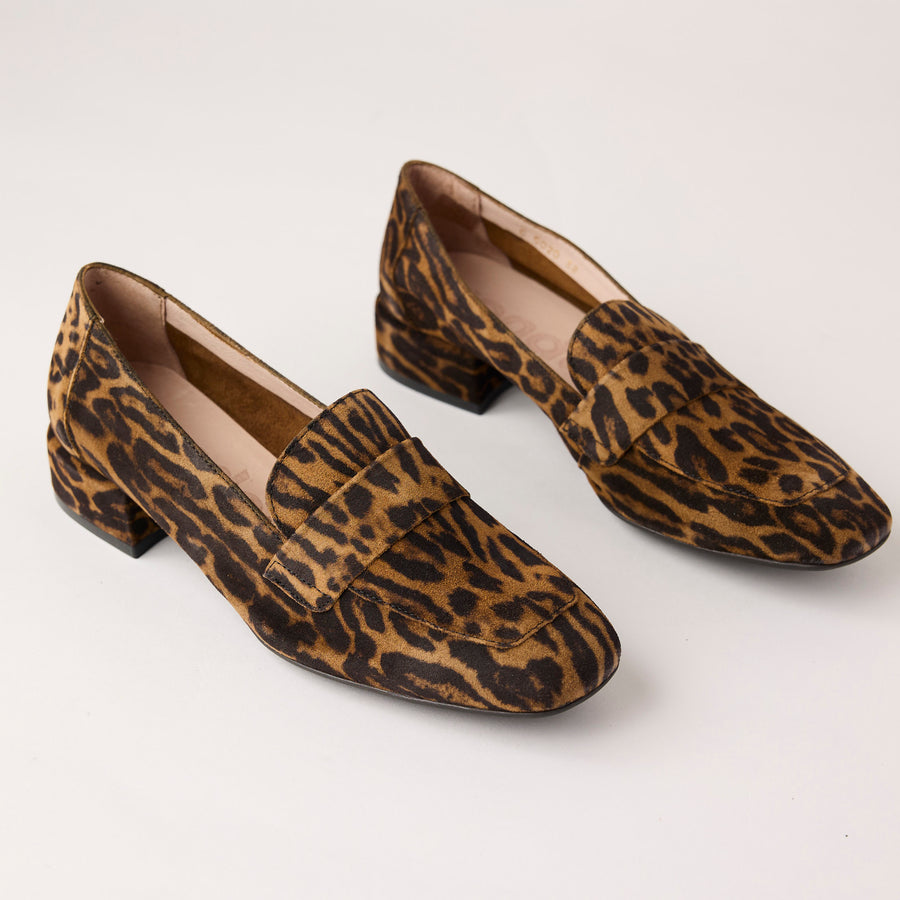 Wonders Leopard Print Suede Leather Loafers