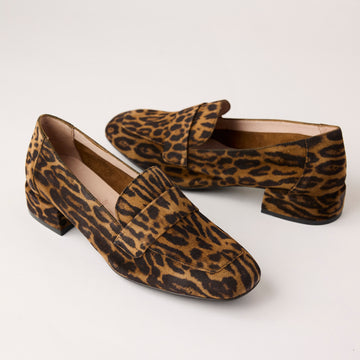 Wonders Leopard Print Suede Leather Loafers