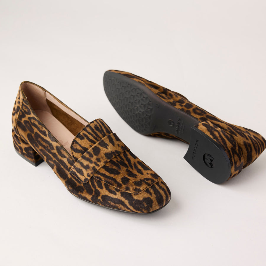 Wonders Leopard Print Suede Leather Loafers