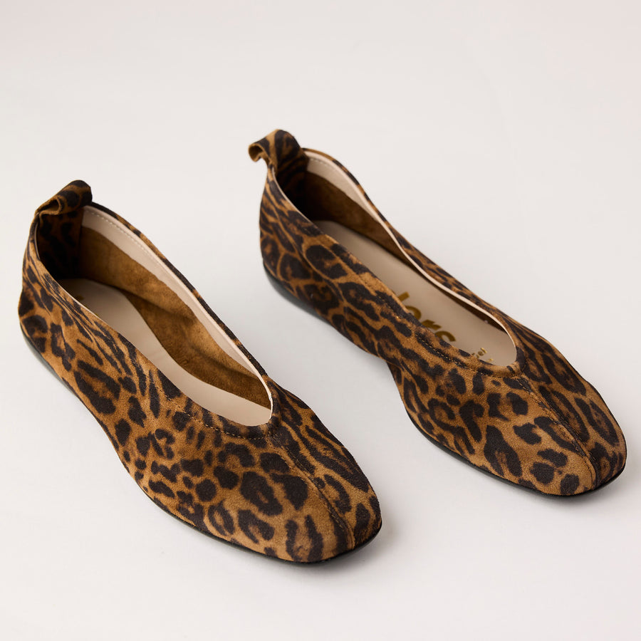 Wonders Suede Leather Leopard Ballerina Pumps