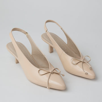 Wonders Nude Patent Leather Slingback Shoes