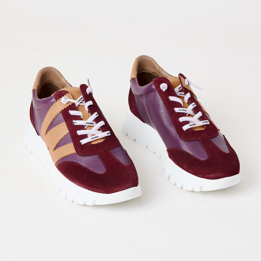 Wonders Burgundy Suede Leather Trainers - Nozomi