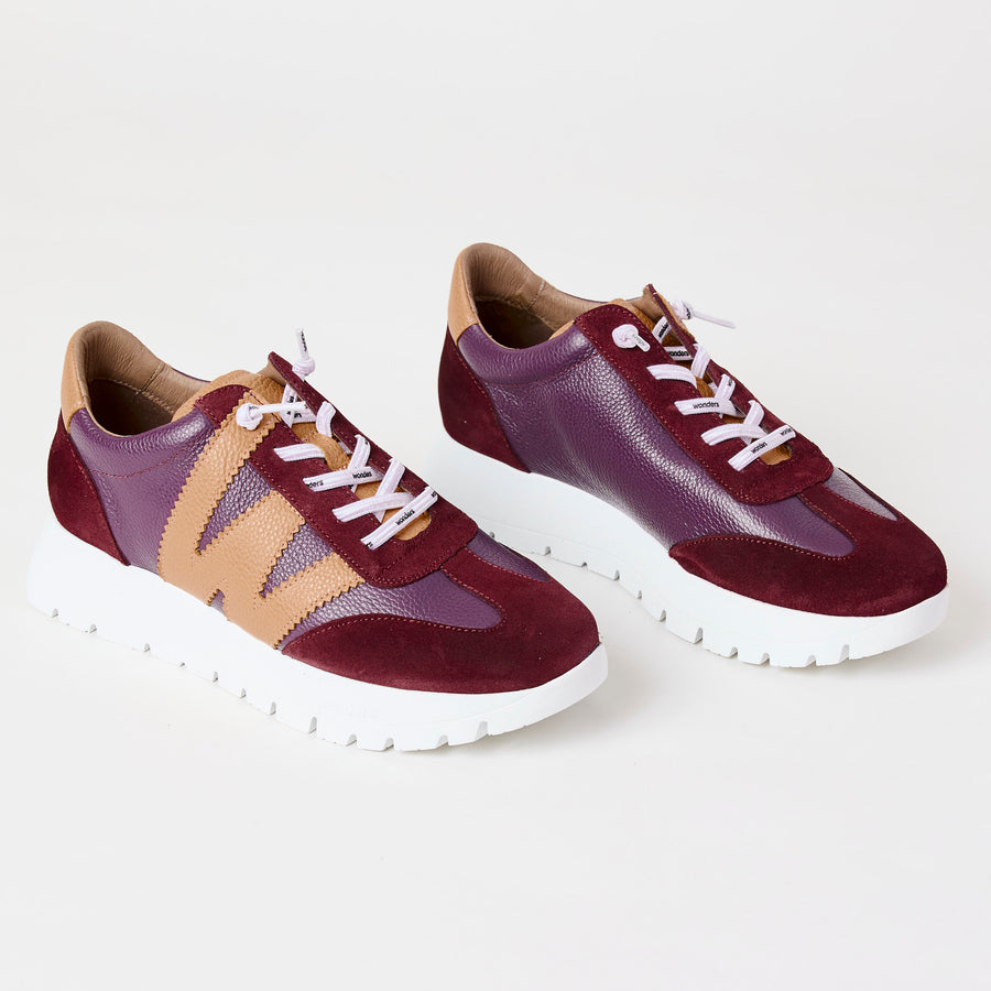 Wonders Burgundy Suede Leather Trainers - Nozomi