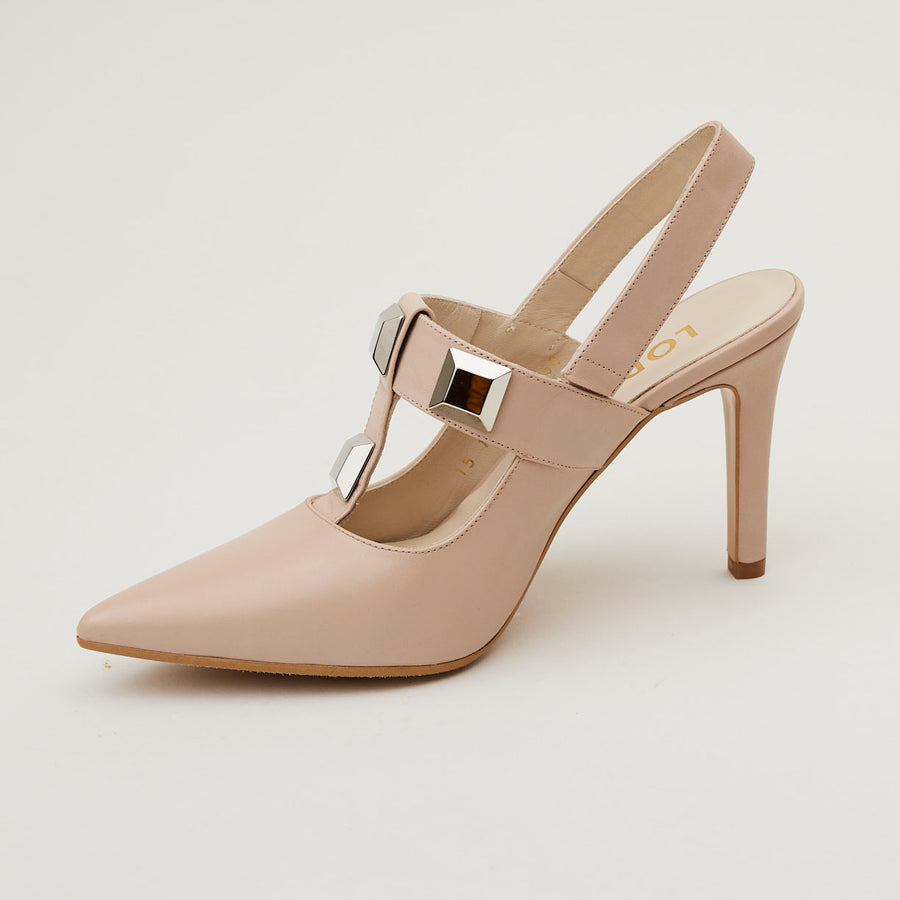 Lodi Blush Leather Slingback Shoes - Nozomi