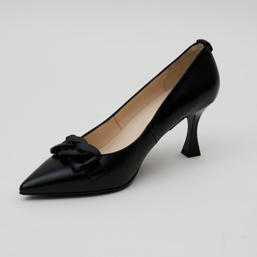 NeroGiardini Black Leather Court Shoes - Nozomi