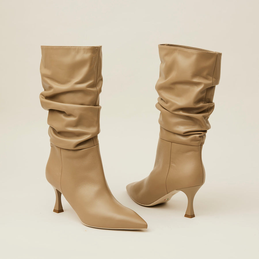 Cream hot sale slouch boots