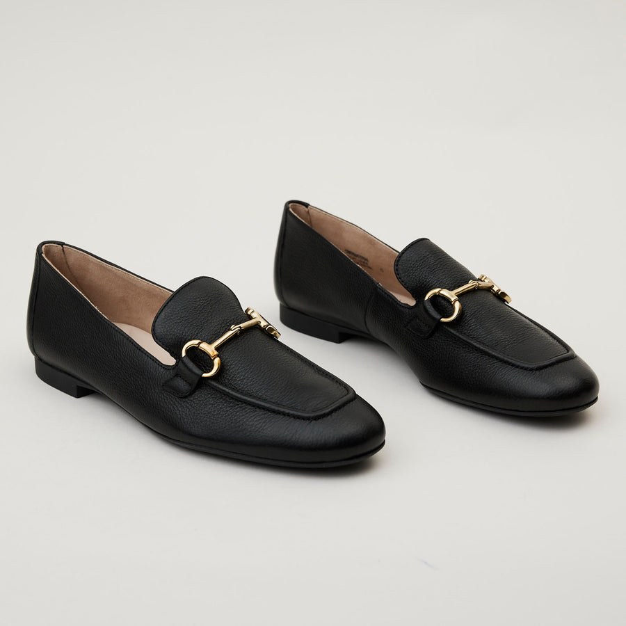 Paul Green Black Leather Loafers - Nozomi