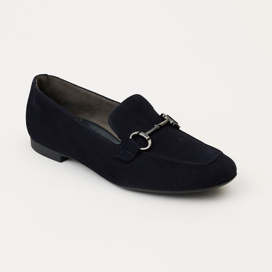 Paul Green Navy Suede Leather Loafers - Nozomi