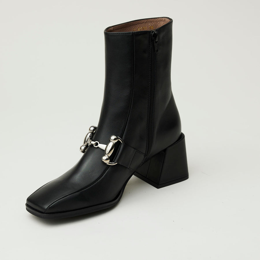 Wonders Black Leather Over Ankle Boots - Nozomi